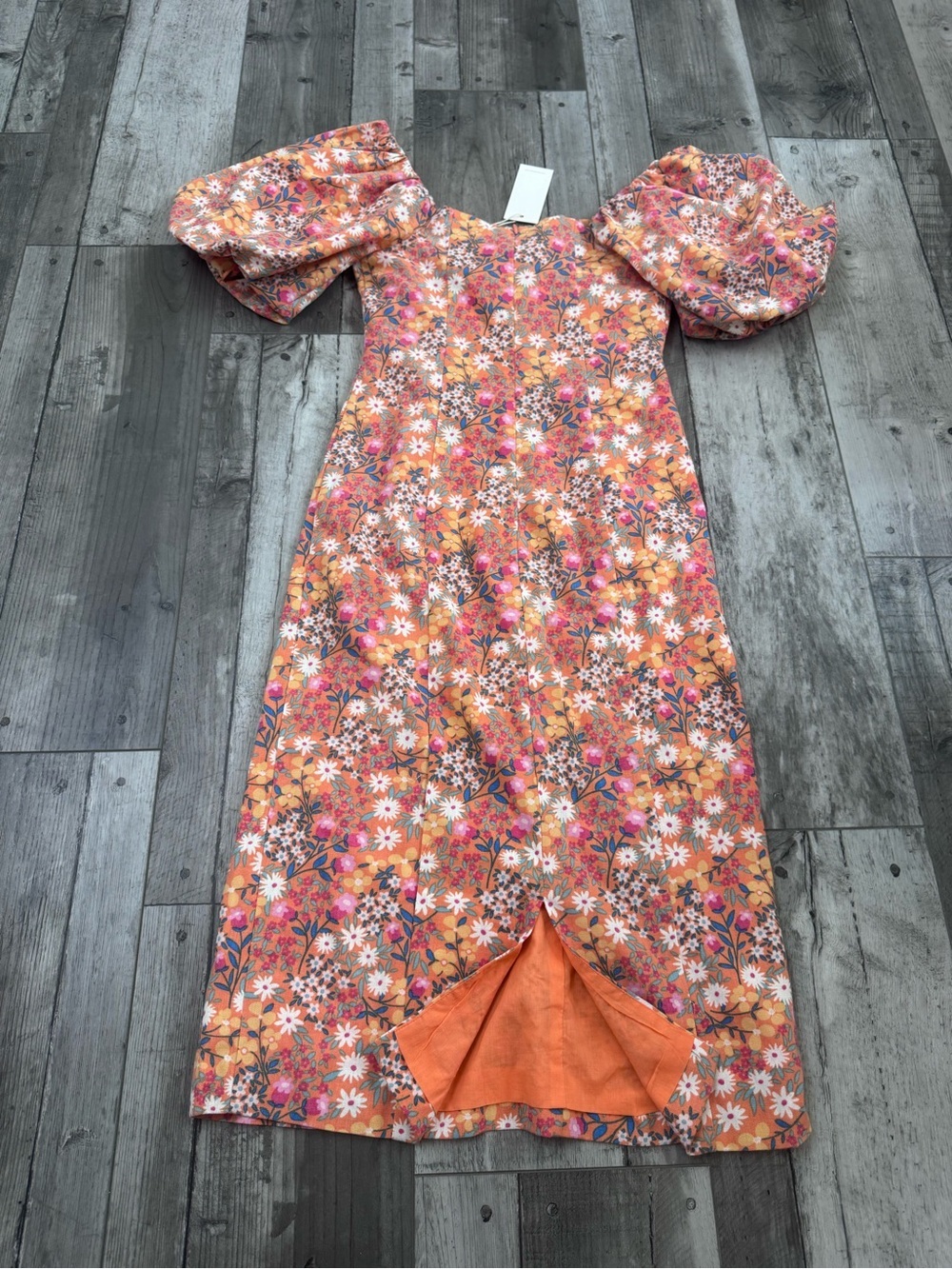 Vici Cut Out Sleeveless Dress Floral Puff Linen Blend Short Sleeve Small NEW NWT - Picture 8 of 9